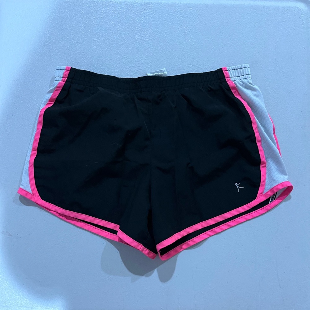 Women's Black and Pink Athletic Shorts